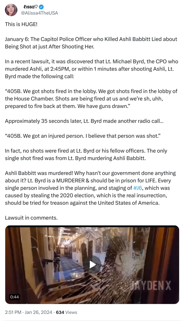 An X (Twitter) post from @Alissa4TheUSA - ᗩℓιѕѕα♡