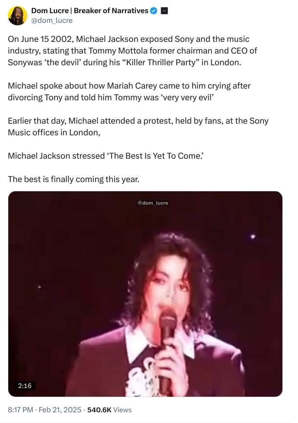 An X (Twitter) post from @dom_lucre - Dom Lucre | Breaker of Narratives