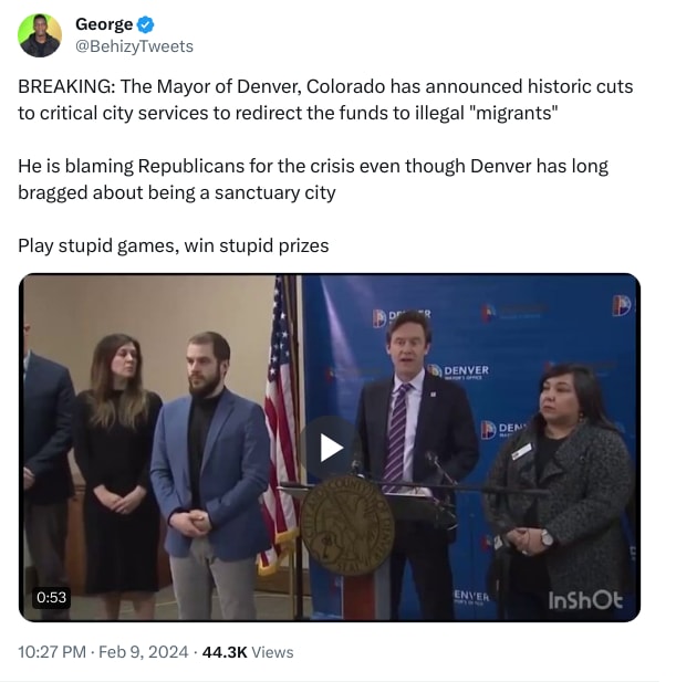 An X (Twitter) post from @BehizyTweets - George