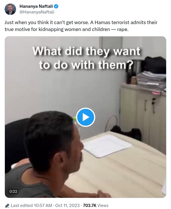 An X (Twitter) post from @HananyaNaftali - Hananya Naftali