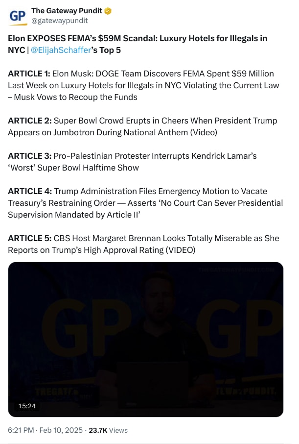 An X (Twitter) post from @gatewaypundit - The Gateway Pundit