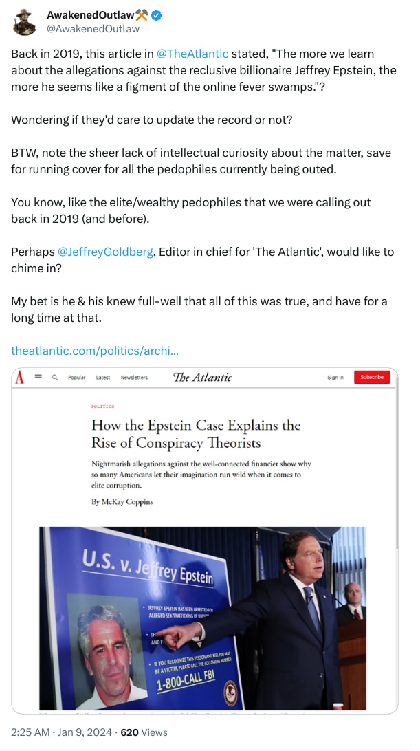 An X (Twitter) post from @AwakenedOutlaw - AwakenedOutlaw⚒️