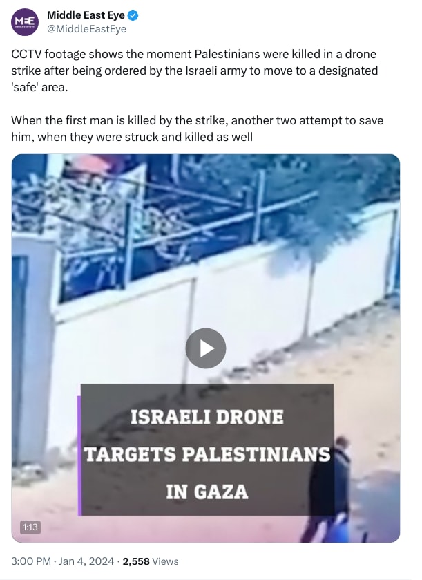 An X (Twitter) post from @MiddleEastEye - Middle East Eye