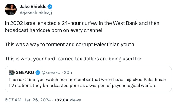 An X (Twitter) post from @jakeshieldsajj - Jake Shields