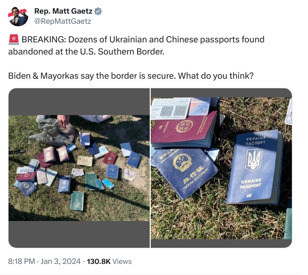 An X (Twitter) post from @RepMattGaetz - Rep. Matt Gaetz
