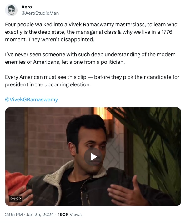 An X (Twitter) post from @AeroStudioMan - Aero