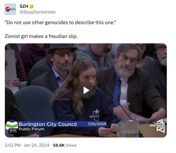 An X (Twitter) post from @StopZionistHate - SZH