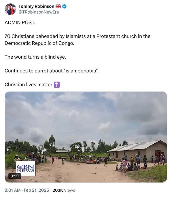 An X (Twitter) post from @TRobinsonNewEra - Tommy Robinson 🇬🇧