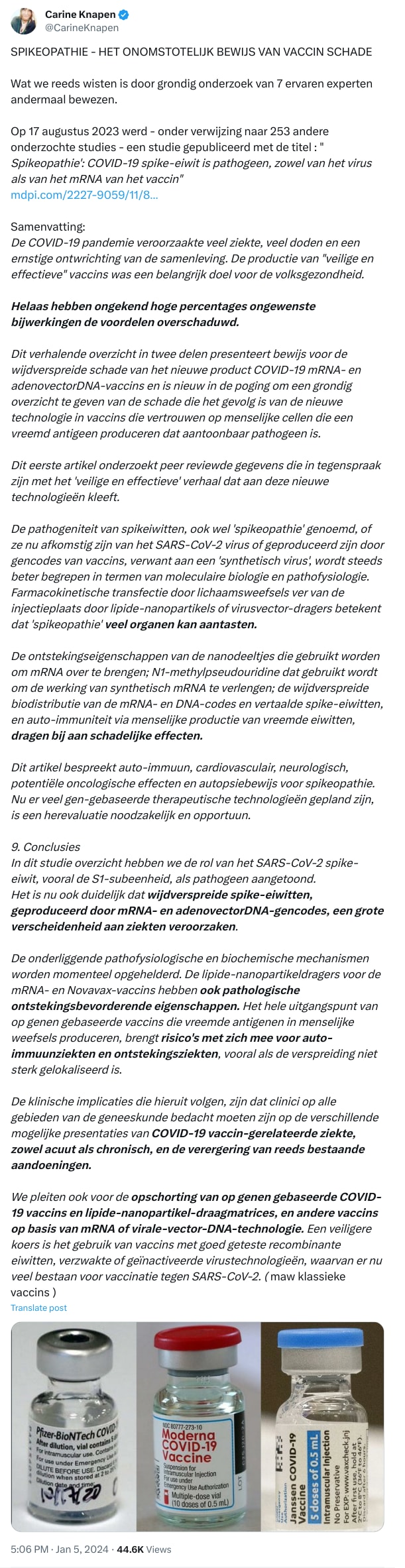 An X (Twitter) post from @CarineKnapen - Carine Knapen