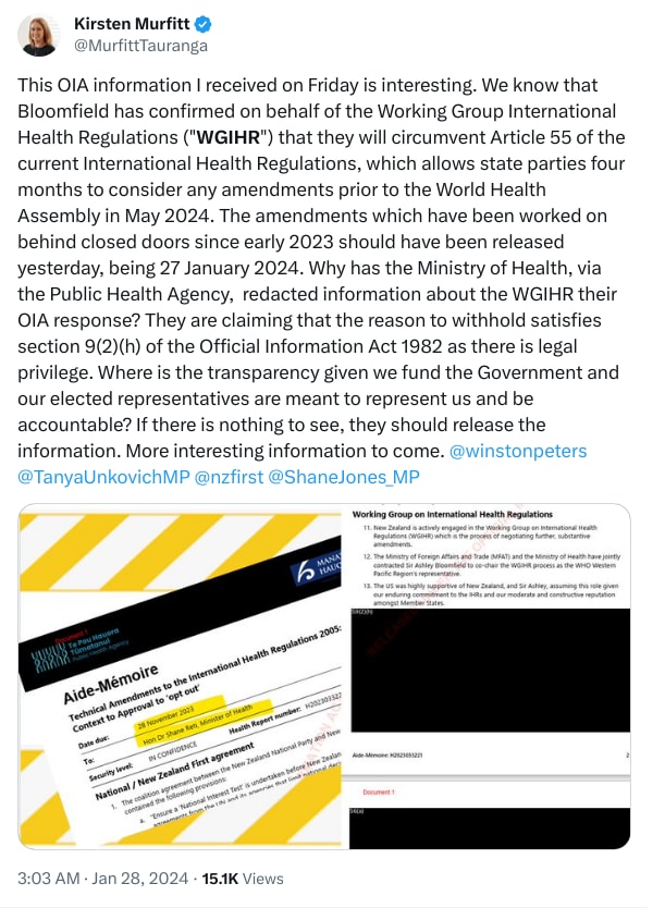 An X (Twitter) post from @MurfittTauranga - Kirsten Murfitt