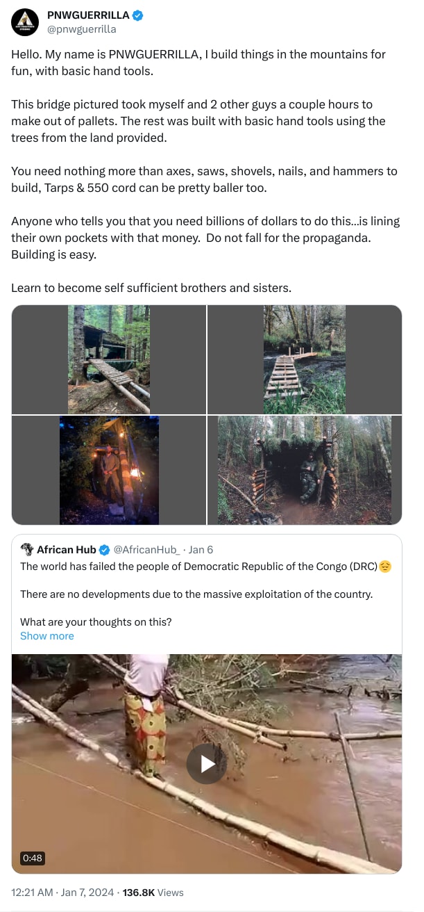 An X (Twitter) post from @pnwguerrilla - PNWGUERRILLA