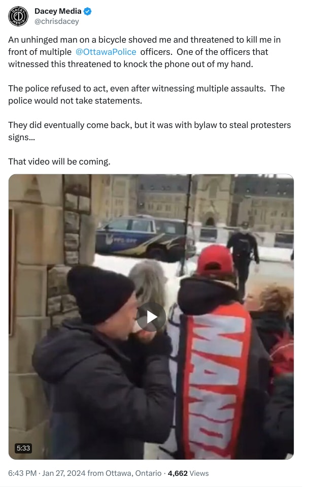 An X (Twitter) post from @chrisdacey - Dacey Media