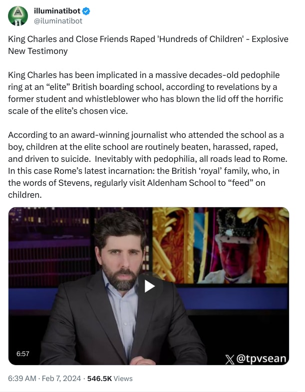 An X (Twitter) post from @iluminatibot - illuminatibot