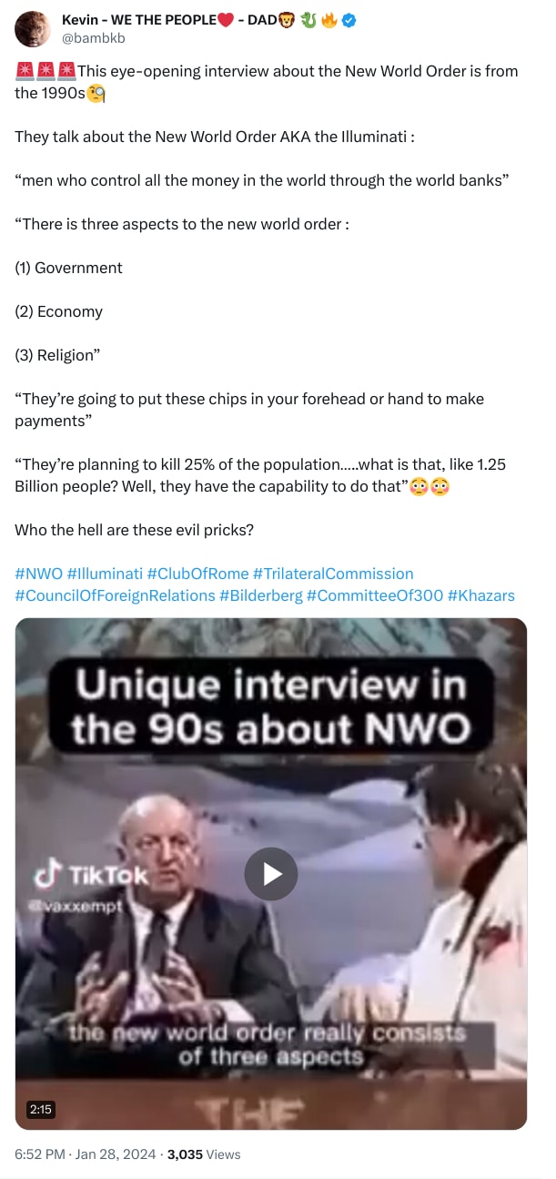 An X (Twitter) post from @bambkb - Kevin - WE THE PEOPLE❤️ - DAD🦁 🐉 🔥