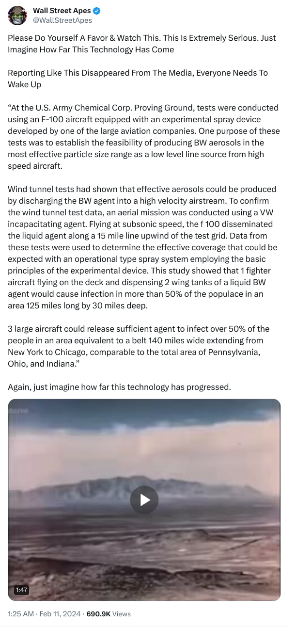 An X (Twitter) post from @WallStreetApes - Wall Street Apes