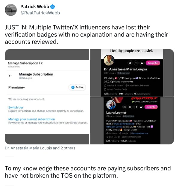 An X (Twitter) post from @RealPatrickWebb - Patrick Webb