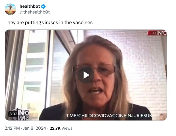 An X (Twitter) post from @thehealthb0t - healthbot