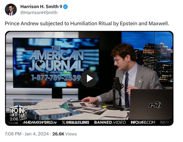 An X (Twitter) post from @HarrisonHSmith - Harrison H. Smith ✞