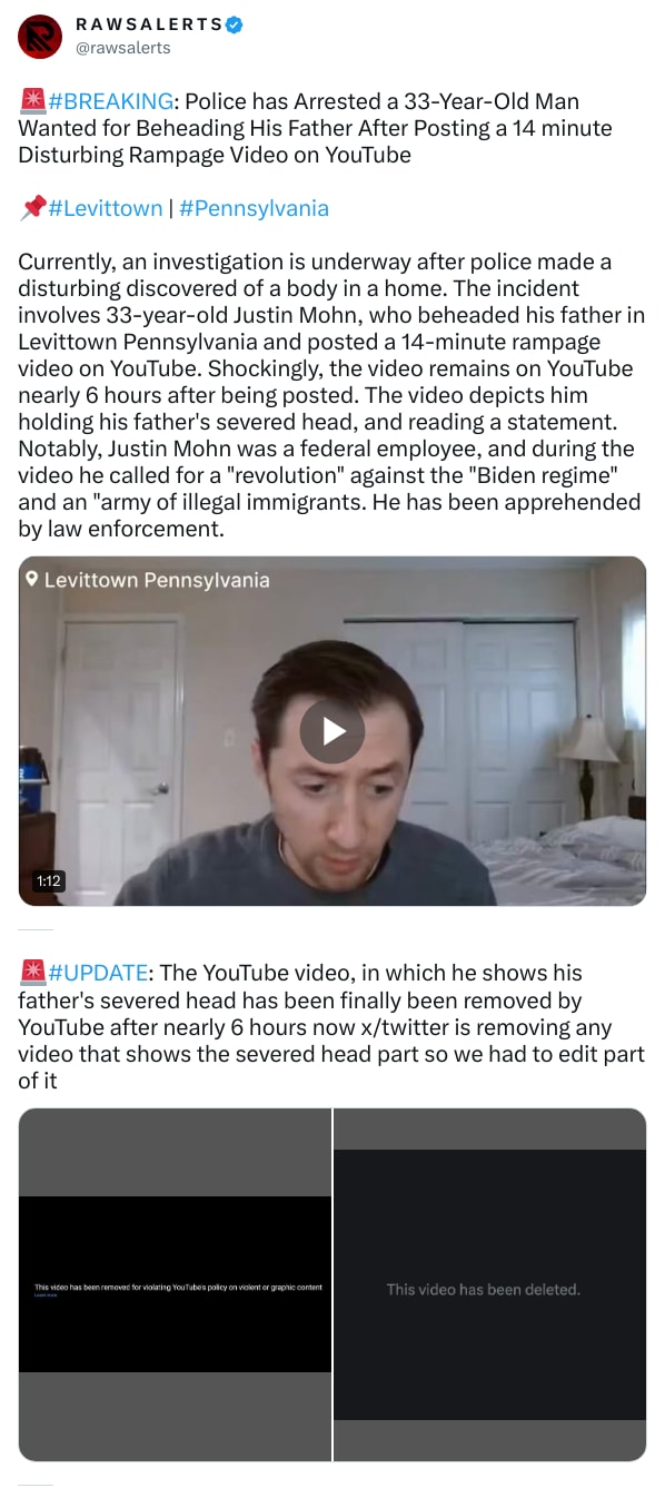 An X (Twitter) post from @rawsalerts - R A W S A L E R T S