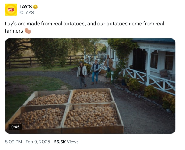An X (Twitter) post from @LAYS - LAY'S