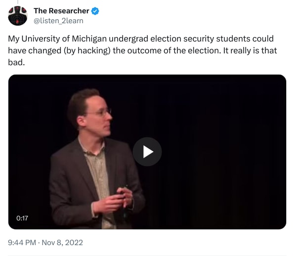 An X (Twitter) post from @listen_2learn - The Researcher