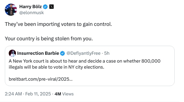 An X (Twitter) post from @elonmusk - Harry Bōlz