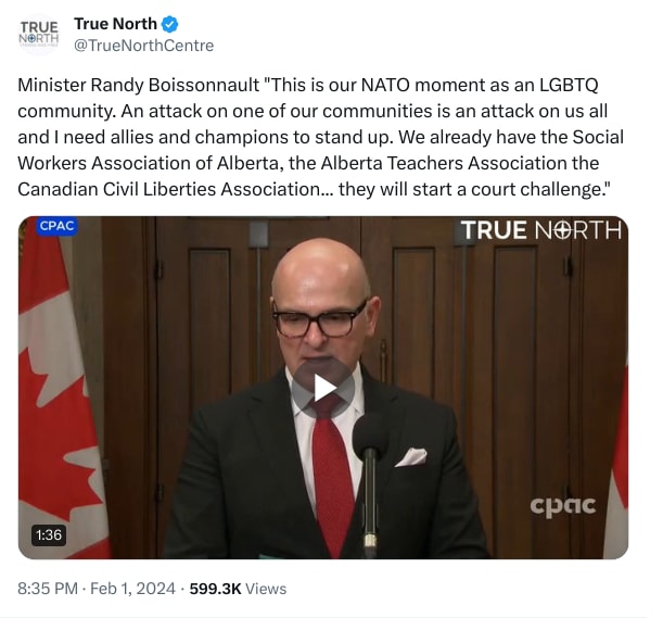 An X (Twitter) post from @TrueNorthCentre - True North