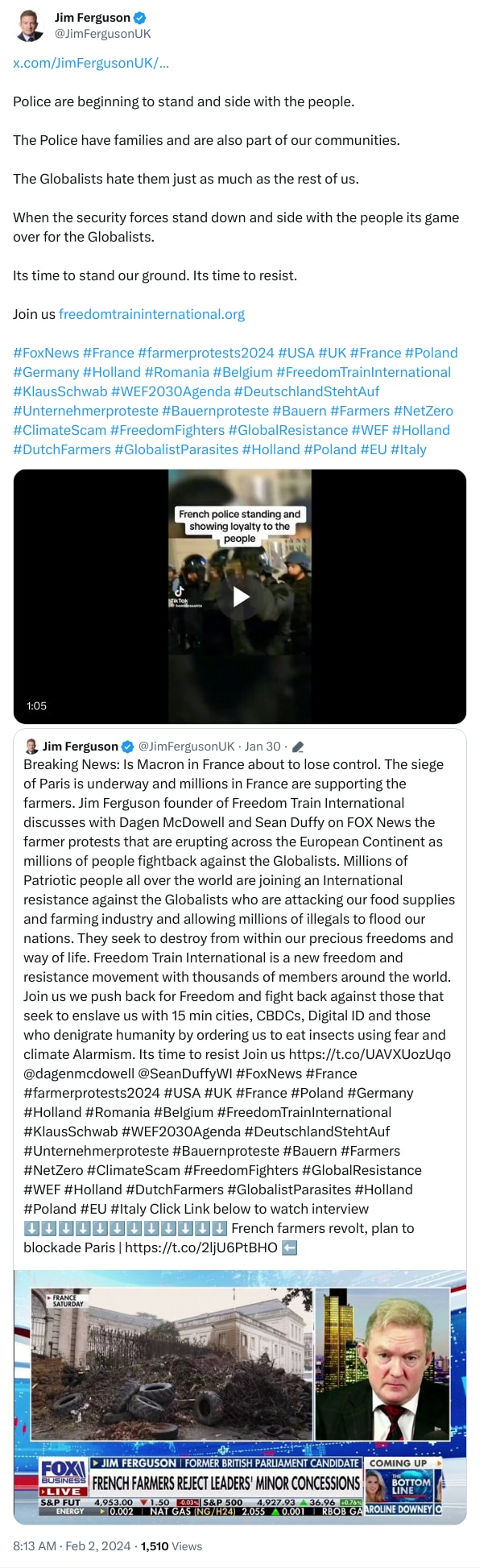 An X (Twitter) post from @JimFergusonUK - Jim Ferguson