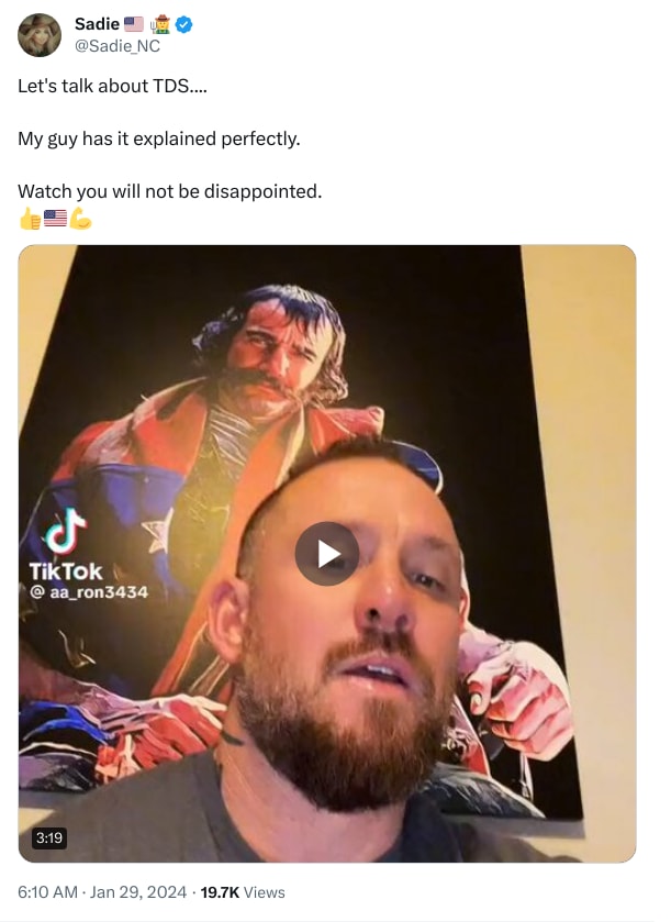 An X (Twitter) post from @Sadie_NC - Sadie 🇺🇸 👩‍🌾