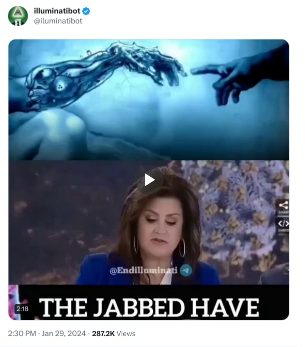 An X (Twitter) post from @iluminatibot - illuminatibot