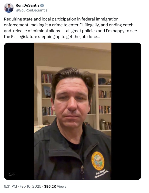An X (Twitter) post from @GovRonDeSantis - Ron DeSantis