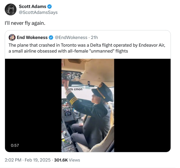 An X (Twitter) post from @ScottAdamsSays - Scott Adams