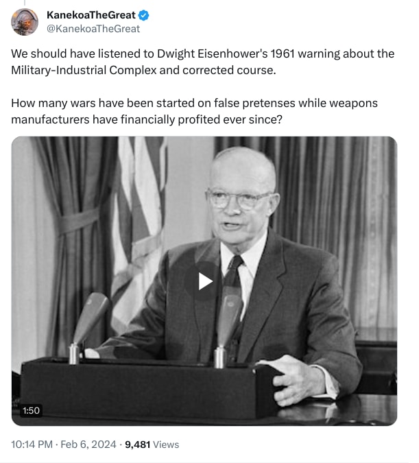 An X (Twitter) post from @KanekoaTheGreat - KanekoaTheGreat