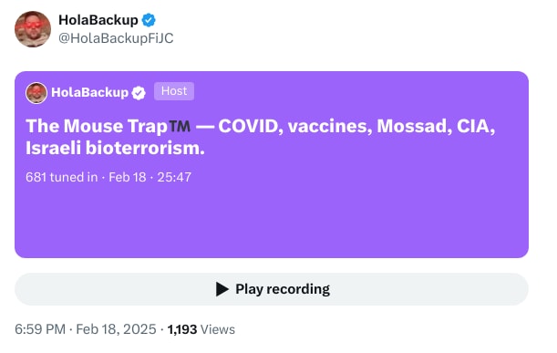 An X (Twitter) post from @HolaBackupFiJC - HolaBackup