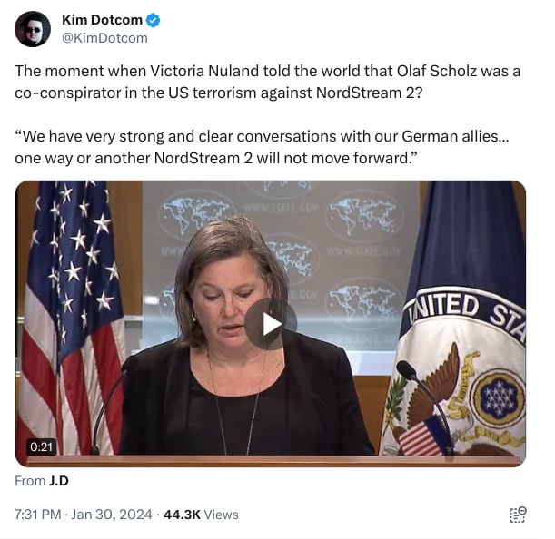 An X (Twitter) post from @KimDotcom - Kim Dotcom