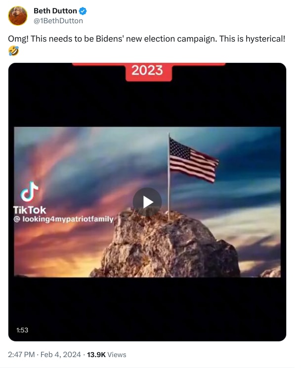 An X (Twitter) post from @1BethDutton - Beth Dutton