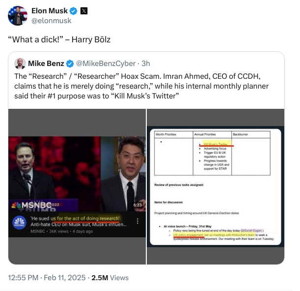 An X (Twitter) post from @elonmusk - Elon Musk