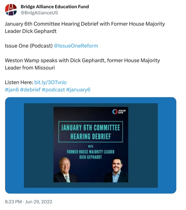 An X (Twitter) post from @BrdgAllianceUS - Bridge Alliance Education Fund